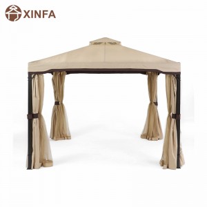 10 \\\\ \'x 10 \\\\\' Gazebo Block Block Sun Shade Canopy ، خيمة مقاومة للماء ، شرفة في الهواء الطلق مع الستائر